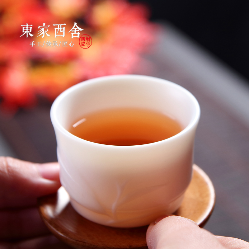 Dongjiakung Tea Cup Dechemical white ceramic jade ceramic pure hand-made tea cup bamboo cup high-end tea