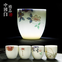 Dongjia Dehua white porcelain tea set Handmade Kung Fu tea cup Vegetarian roast spring summer autumn and winter tea cup Sheep fat jade porcelain master cup