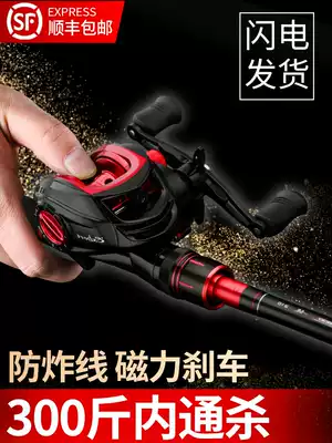 Ausini's new Luya rod set full set of fishing rods sea rod throwing rod water drop wheel long throw straight handle black tip