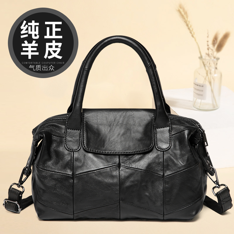 Sheepskin women's bag soft leather bag women's 2022 new simple and versatile leather handbag stitching fashion shoulder bag