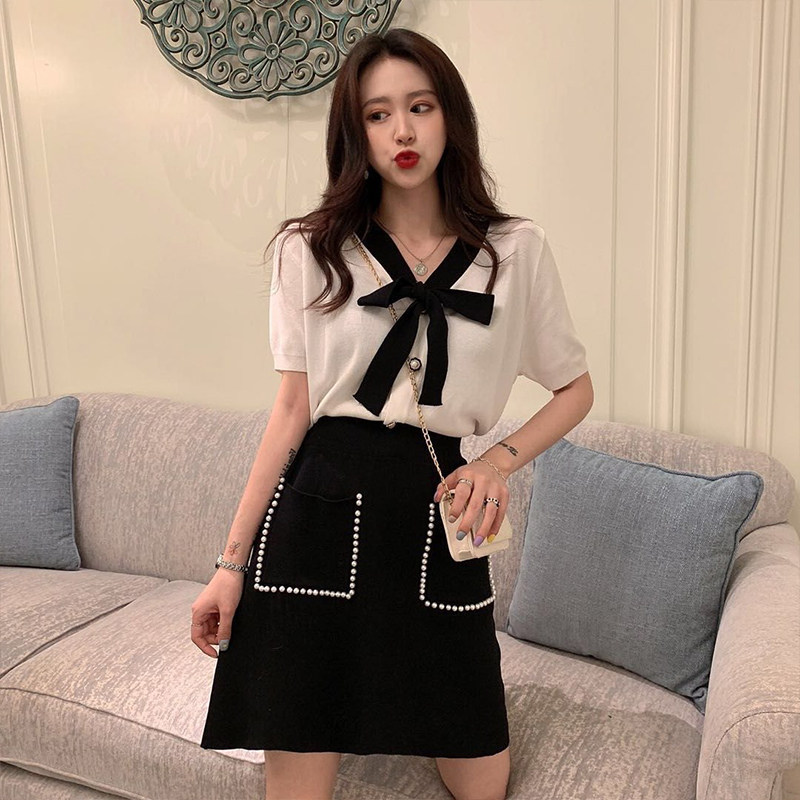 Summer dress 2022 New women's half body dress salt can be sweet suit short dress Two sets of famous Yuanyan Temperament Summer