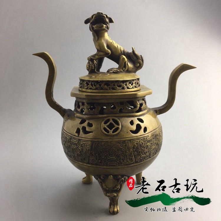 Copper pine tree monkey Dragon ear square incense oven pure copper brass incense burner crafts decoration