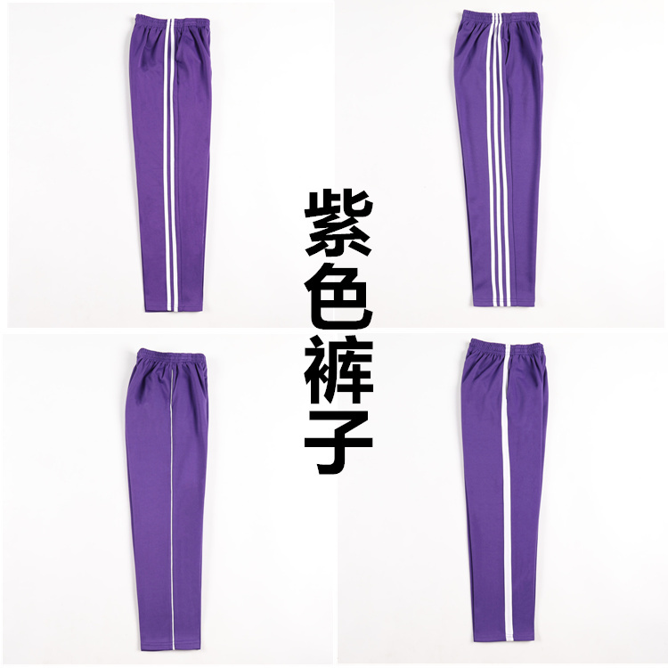 School Uniform Pants for Boys, Single Stripe, Double Stripe, Double White Trim, Purple Straight-Leg Sports Pants for Middle and High School Students