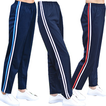 Black School Uniform Pants Coarse White Strip Sports Pants Boys Junior High School High School Women Gafu Students Long Pants Autumn Winter Loose School Wear Pants