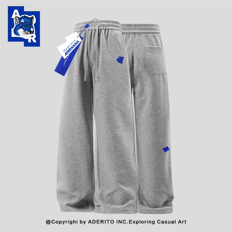 Korean Trendy Brand Ader Nana Square Embroidery Heavyweight Sweatpants Unisex Straight Loose Sports Casual Long Pants