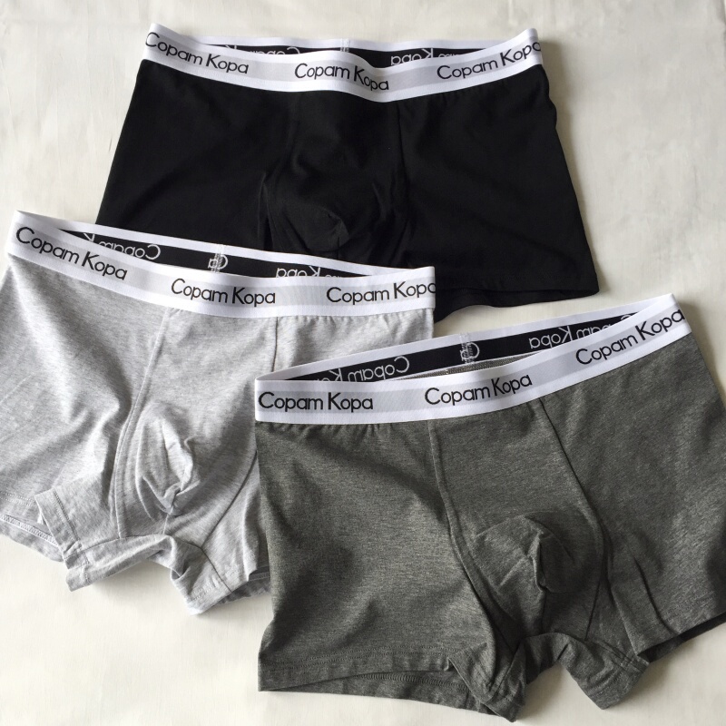 Trendy Brand Men's Pure Cotton Boxer Briefs for Teenagers, Sports, Antibacterial, Comfortable, Breathable, Mid-Waist, Seamless Boxer Briefs