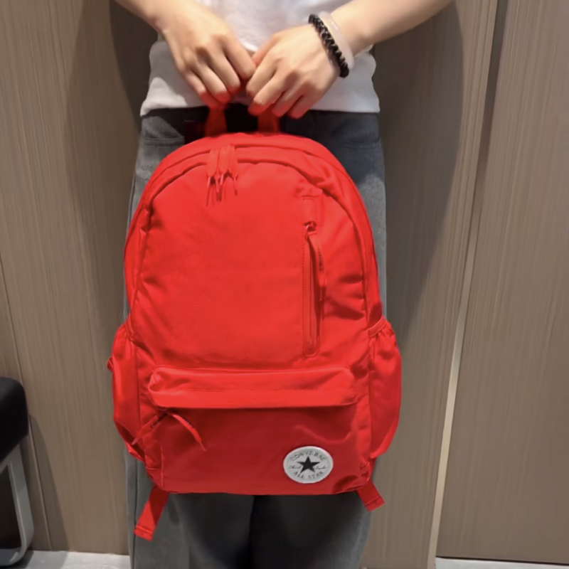Converse/Converse Student Schoolbag for Boys and Girls, Red Lightweight Simple Backpack Cv2213004Ps-002