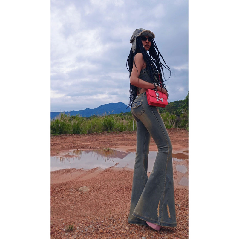 Aoaomissshop Aoaojia【Ripped Low-Waist Frayed Edge】2026 New Vintage Denim Stretch Flared Pants Aoaomissshop Aoaojia【Ripped Low-Waist Frayed Edge】2026 New Vintage Denim Stretch Flared Pants