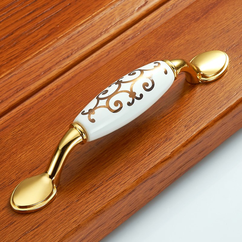 Eurostyle overall cabinet wardrobe door single hole small handle gold ceramic handle modern minimalist American drawer cabinet handle