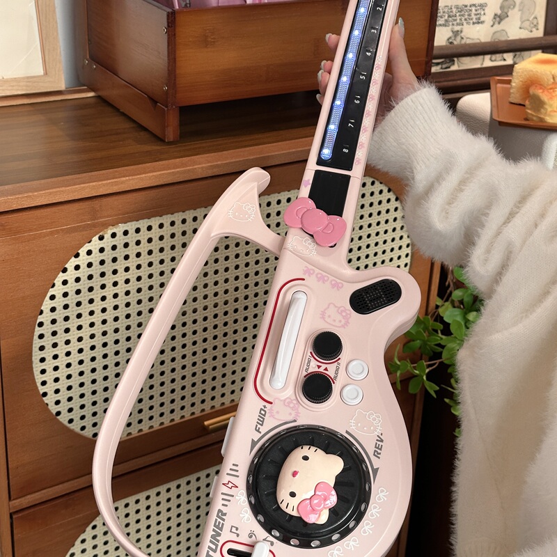 Children's Gift Stringless Electronic Guitar Music Kt Cat Toy Playable Musical Instrument Beginner Birthday Gift