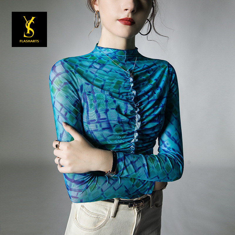 Flashy Latin dance practice Costume Jacket New Autumn winter Half high collar Advanced senses Long sleeves Morden Dance suit-Taobao