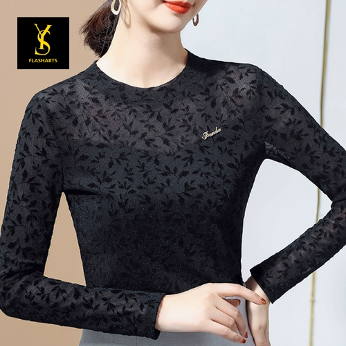 Латинский танцевальный топ для женщин взрослые длинные рукава весна и летняя бальная танцевальная одежда Тонкая сетчатая рукава современная танцевальная одежда