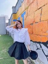 YAOZONKU fashion simple doll collar A-line shirt womens 21 spring and summer new product design sense niche lotus leaf