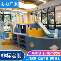 Custom large-scale early education childrens parent-child restaurant design Indoor ocean ball pool net red plastic soft bag slide play