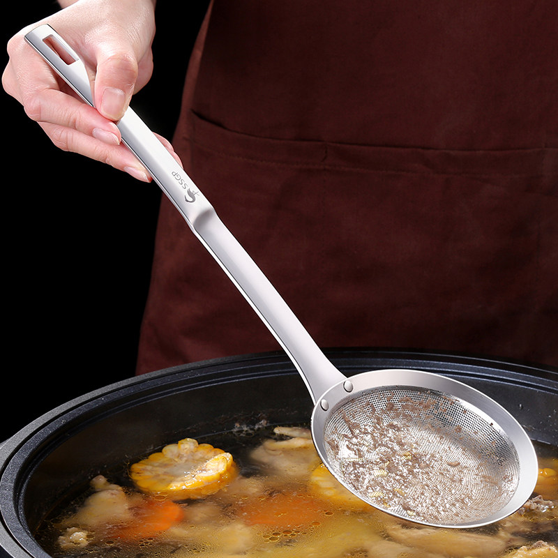 304 Stainless Steel Insulation Oil Filter Oil Residue Leaking Spoon Kitchen Skimming Grease Fishing Grease Trap Filter Screen Fine Mesh