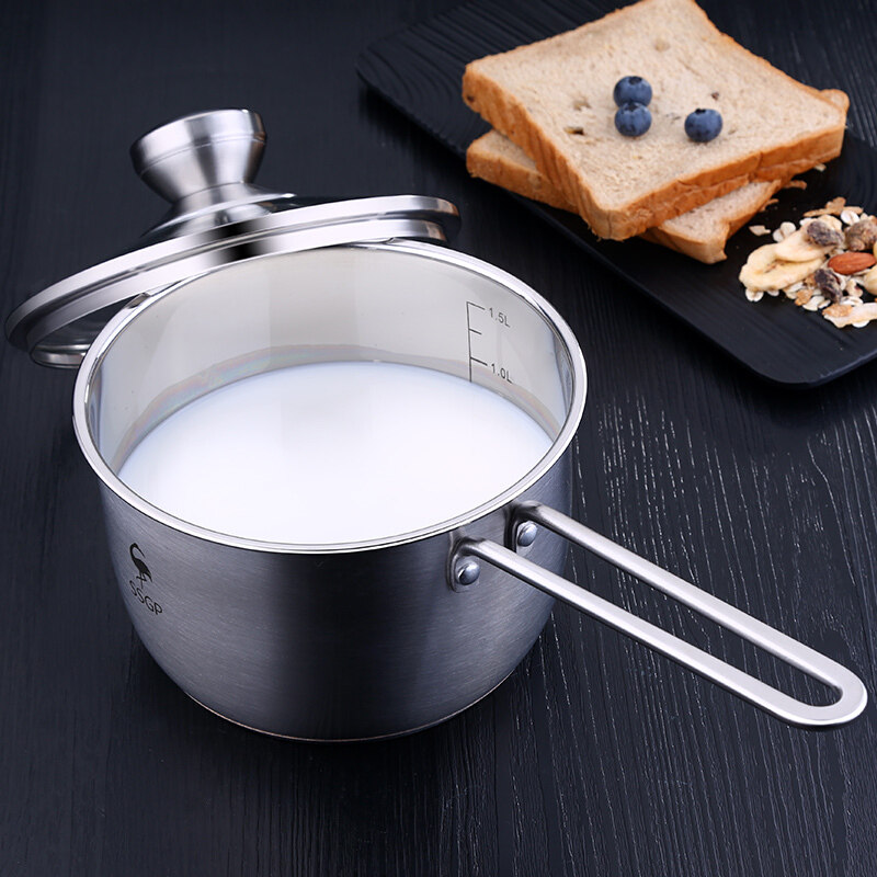 Baby Deputy food pan 304 stainless steel hot milk pan baby boiled milk pan with pan small pan for home cooking noodle soup pan
