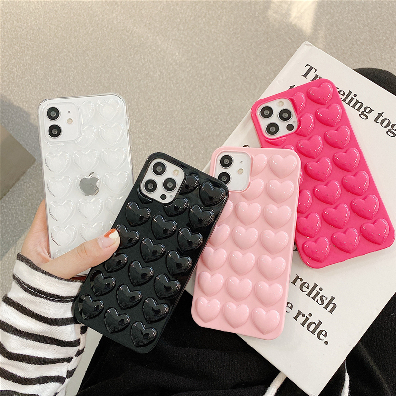 Solid Color 3D Heart Phone Case Suitable for iPhone 17 Pro Max, Apple 16 Pro, 15, 14, 13, 12, 11, New Style, Niche, Girly, Japanese and Korean Style, Soft Case for 17 Air, 16 Plus Solid Color 3D Heart Phone Case Suitable for iPhone 17 Pro Max, Apple 16 Pro, 15, 14, 13, 12, 11, New Style, Niche, Girly, Japanese and Korean Style, Soft Case for 17 Air, 16 Plus