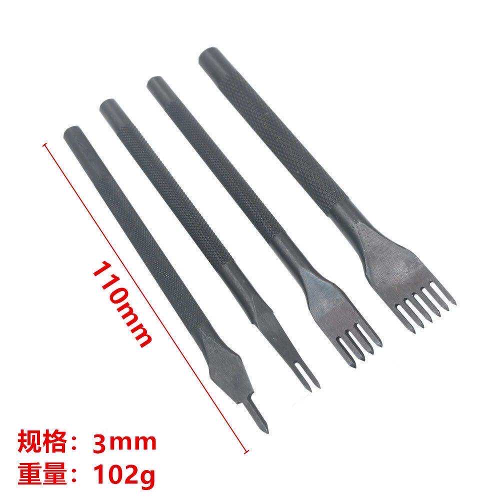 Black Flower Rhombus Decapitated Japan Type Anti-Slip Leather Punching Handmade Leather Tool DIY Tool Suit 4mm Steel Chisel