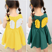 vest váy 2020 mùa hè váy mới đôi cánh mỏng manh của trẻ em Girls pleated lớn váy đầm công chúa váy