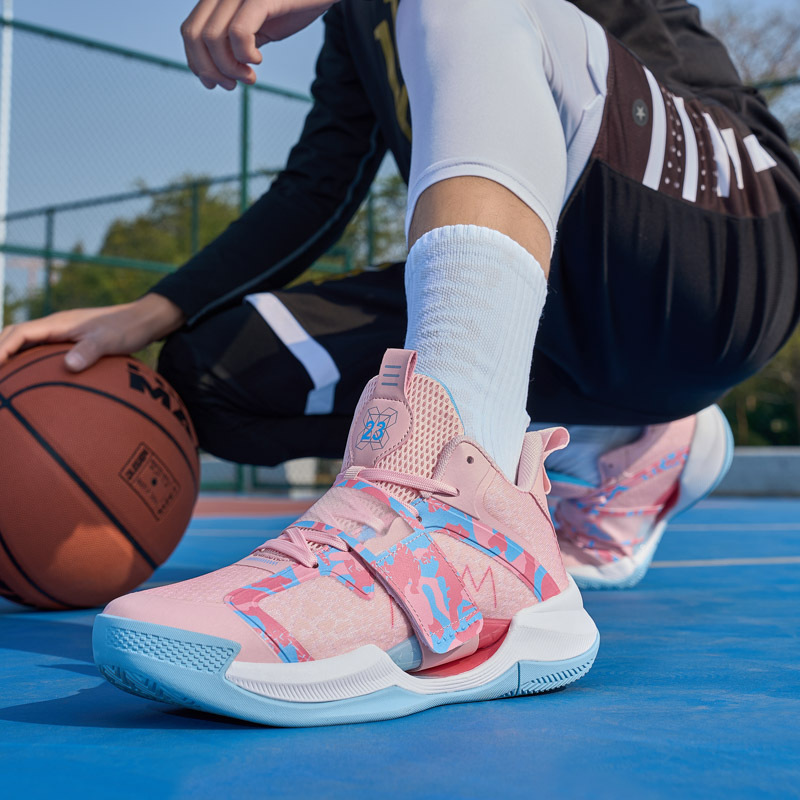 Flash Attack 6 Velcro Professional Cushioning Pink Basketball Shoes for Men and Women, Blade 3 Actual Competition Sports Shoes, Student Sneakers