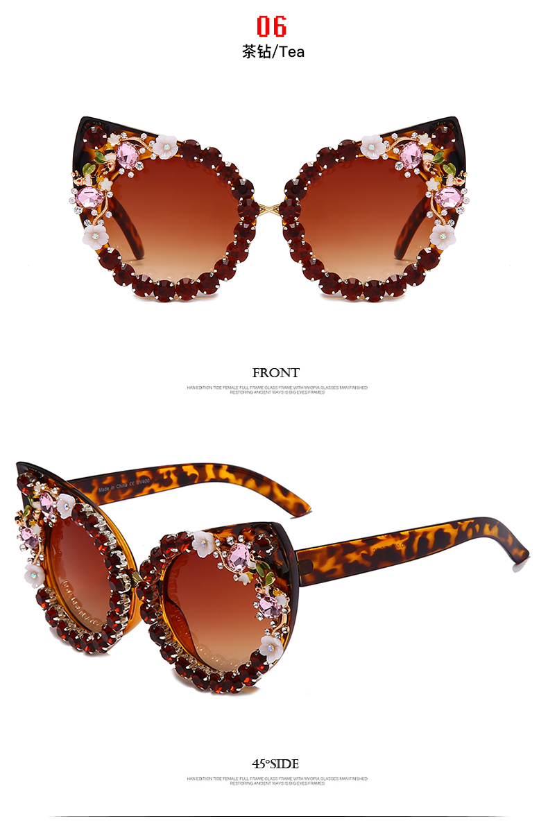 Wholesale Cat's Eye Frame Inlaid Diamond Sunglasses Nihaojewelry display picture 10