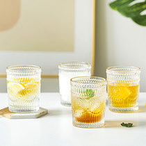 Embossed gold-rimmed glass large-capacity water cup female summer high-value juice milk coffee cup wine cup tea cup