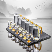 Gold foil glass white wine cup pot set household spirits cup 2 two cups small bullet cup wine gu wine divider