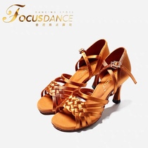 Hong Kong focus dance shoes professional womens Latin shoes medium high heels woven soft and thick comfortable soles ads Betty LD Emperor