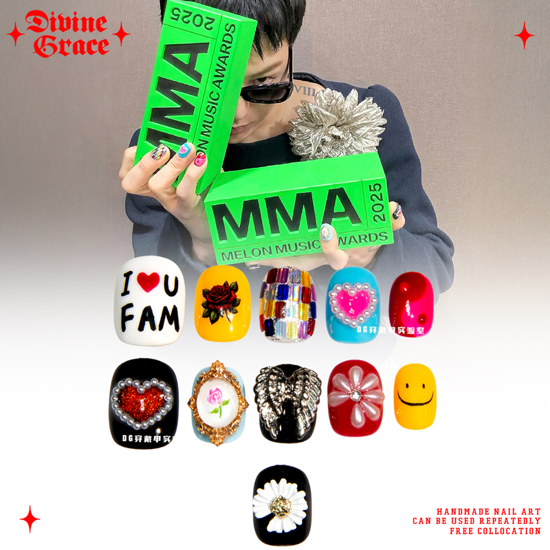【Support Nail Art】G-Dragon Mma Style Wearable Nails/Original High-Quality Handmade Wearable Nails 【Support Nail Art】G-Dragon Mma Style Wearable Nails/Original High-Quality Handmade Wearable Nails