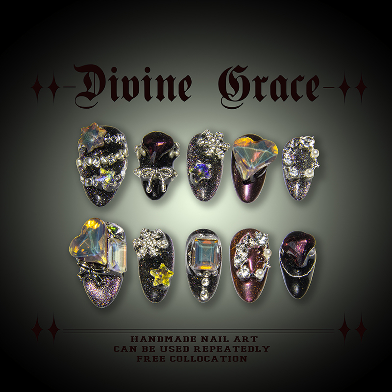 [Dg Home] Fantasy Night Series/Retro Maillard Weird Style Niche Original Design Handmade Manicure Wearable Nails