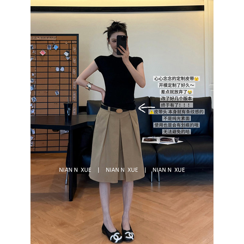 Nian N Xue Mirror Buckle Niche Retro Black Belt for Women Nian N Xue Mirror Buckle Niche Retro Black Belt for Women