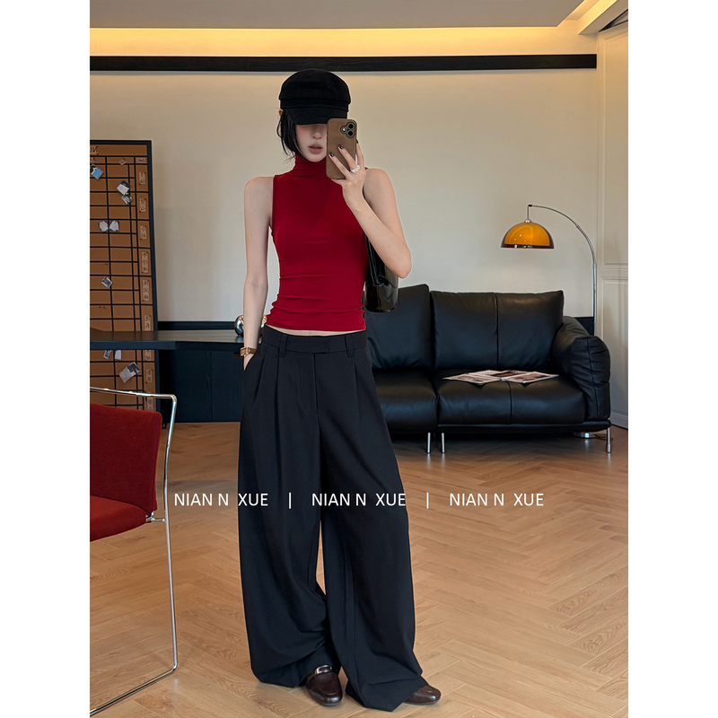 Nian N Xue Layering Master Lyocell High Neck Fashionable Simple Knitted Sleeveless Pullover Vest Top for Women Nian N Xue Layering Master Lyocell High Neck Fashionable Simple Knitted Sleeveless Pullover Vest Top for Women