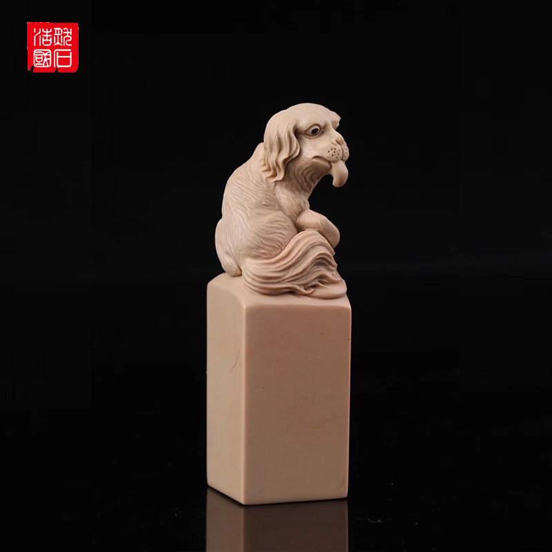 Shoushan Chi Descending Stone Handmade Engraving Seal Duozodiac Dog dog Merchants Town Residence Calligraphy Gifts collection Book Room Swaying Pieces