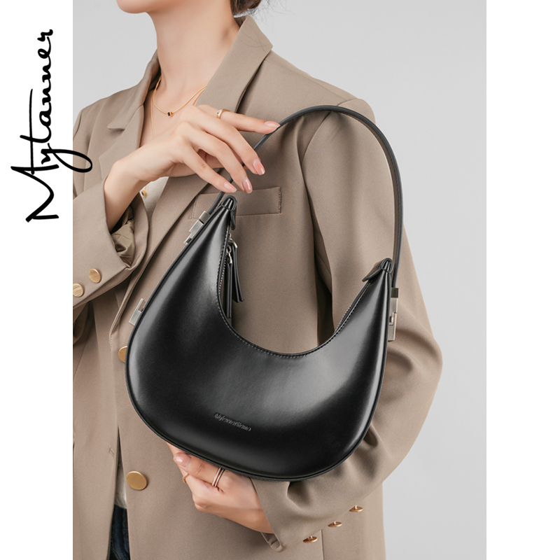 2025 New Style Cowhide Crescent Bag, Underarm Bag for Women, Black Crescent Shoulder Bag, Niche High-End Hand-Held Moon Bag 2025 New Style Cowhide Crescent Bag, Underarm Bag for Women, Black Crescent Shoulder Bag, Niche High-End Hand-Held Moon Bag