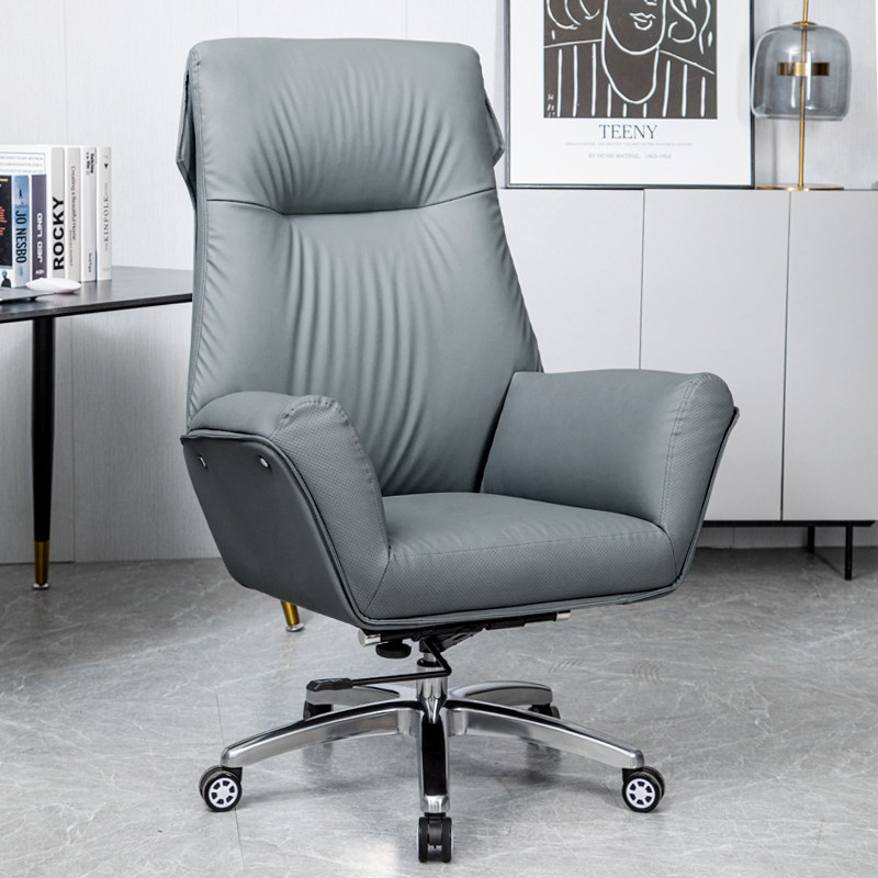 Leather boss chair light luxury fashion cowhide can lie comfortable and sedentary office computer chair business president office seat