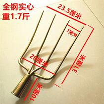 Steel fork four-tooth fork all-steel solid four-strand fork grass fork mud fork manure fork plus iron four-strand agricultural fork