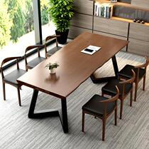 Nordic Solid Wood Dining Table And Chairs Combined Restaurant Cafe Log Tea Table Retro Iron Art Computer Desk Rest Area Table