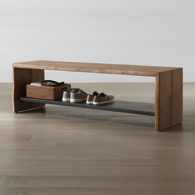 Changing shoe stool household intake double-deck solid wood bench simple shoe frame door wearing shoe stool to northern European shoe stool modern