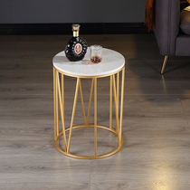 Light luxury marble corner few living room sofa round stainless steel side Rock board bedside table simple modern small coffee table