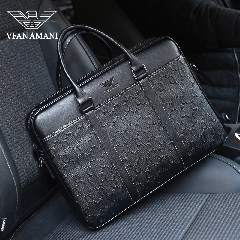 Weifang Armani Men's Handbag, Men's Business Leather Briefcase, Crossbody Computer Bag, Large Capacity, Trendy