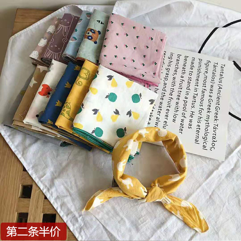 Baby's square towel around the neck of children's triangle cotton baby girl printed shade scarf out wind-proof summer