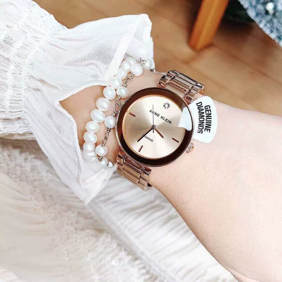 Покупка подлинных часов Anne Klein2512LPGB с браслетом из черного золота и бриллиантов, женские часы 1414bkgb