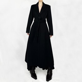 解余 JIEYU 秋冬高级收腰羊毛长款大衣外套