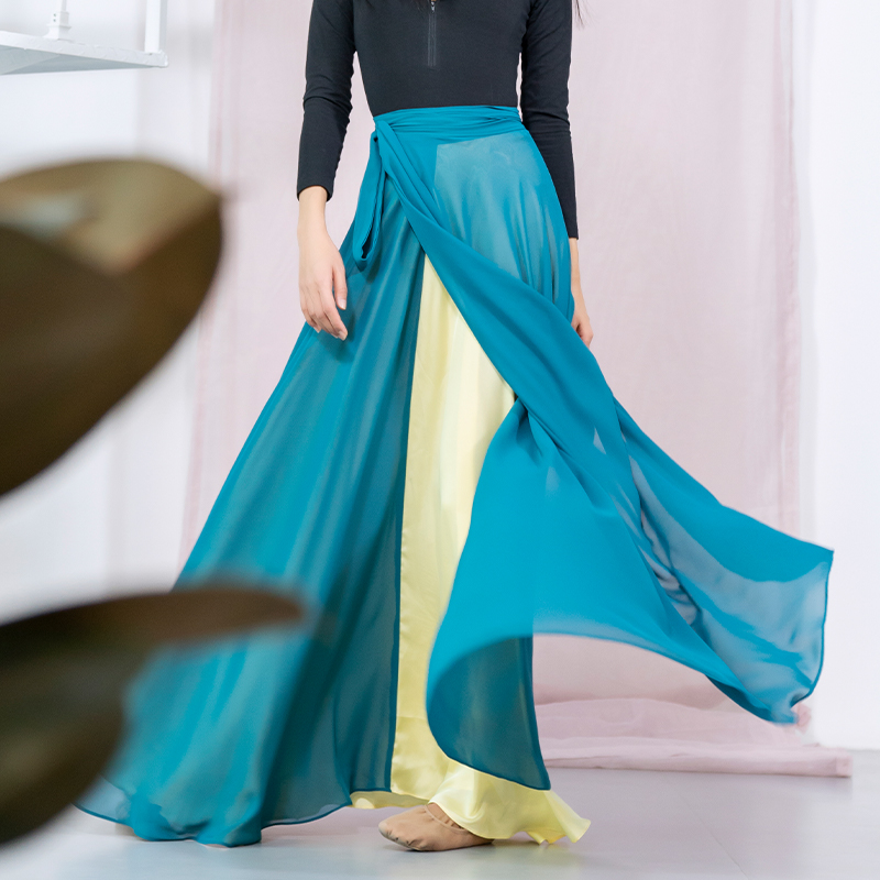 Poetic flower original Orioles Yellow willow green 100 hitch a practice skirt and a half-body long skirt North Korean dance king Poetry in the same style-Taobao