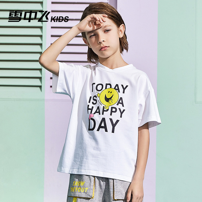 Boy Clothing Boy Short Sleeve T-shirt Summer Dress CUHK Child Round Collar Half Sleeve Boy Loose White Children Korean Version Blouse Tide