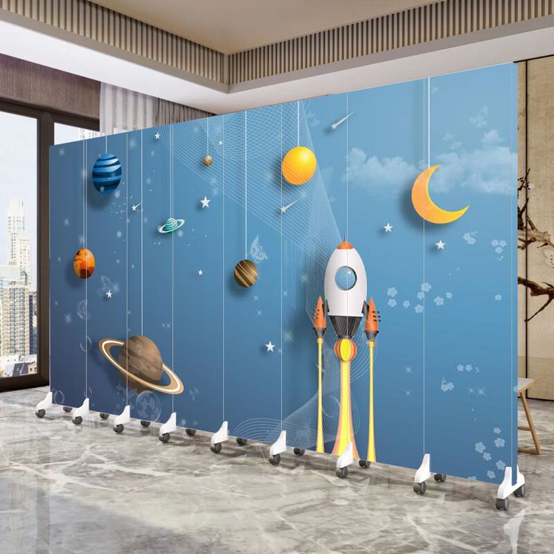 Space Universe Cartoon Screen Partition Wall Planet Rocket Astronaut Kindergarten Playground Barrier Foldable Mobile Space Universe Cartoon Screen Partition Wall Planet Rocket Astronaut Kindergarten Playground Barrier Foldable Mobile