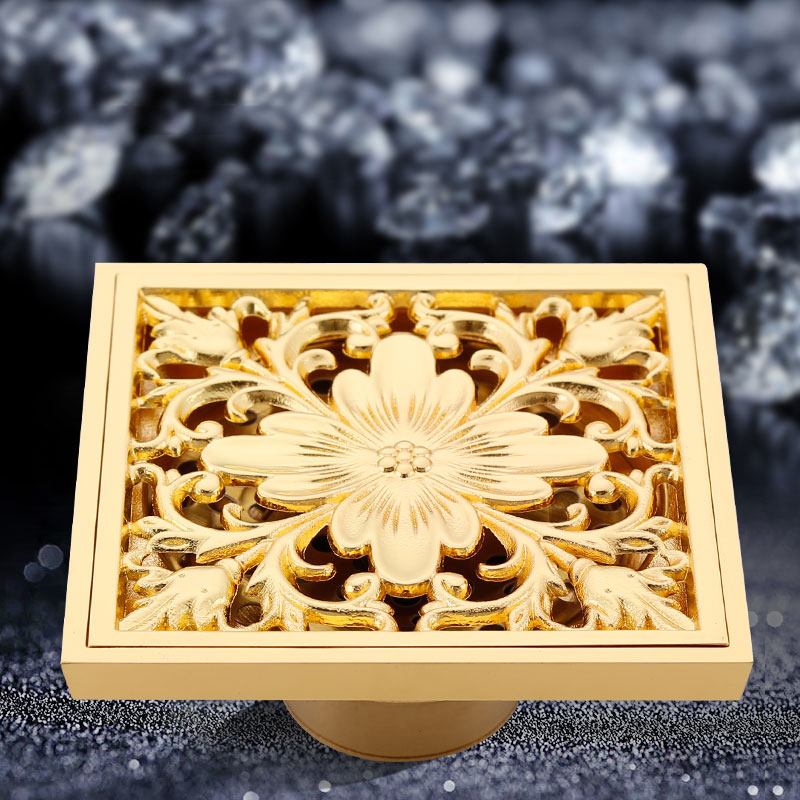 Golden floor leakage Europe-type copper deep water anti-insect bathroom shower leakage washing machine quickly launched