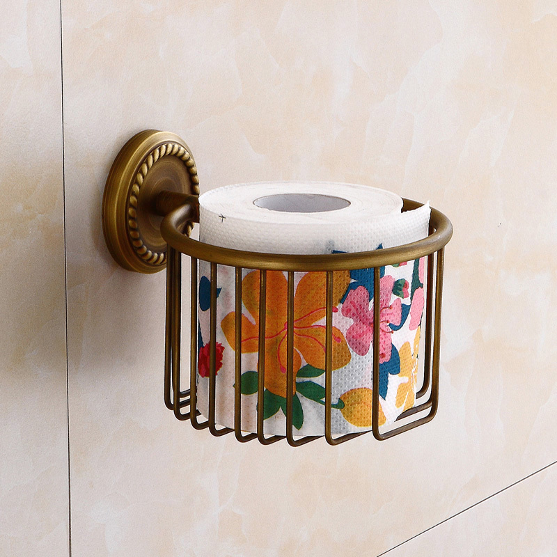Full copper antique paper towels paper towel rack cosmetics net basket toilet paper rack toilet paper box rolls toilet paper machine