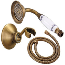 Removable washable brass full copper imitation ancient copper handheld sprinkler head flower sprinkle with single lotus head ceramic anti-burn green flowers 4-minute pass