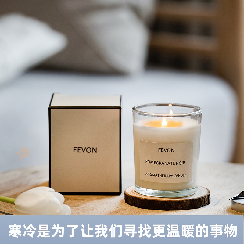 FEVON Fragrant Lavender Candle Glass Cup Massist Sleeping Birthday Companion Hand Gift Small Crowdins Creative Bedroom Smoke-free